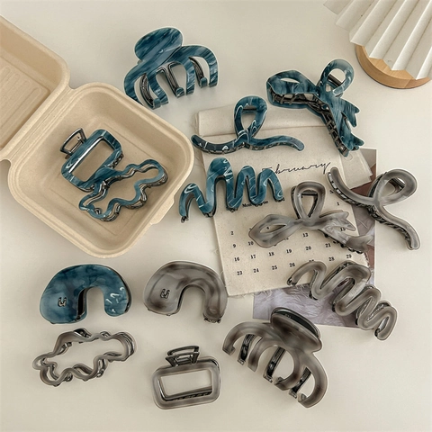 Eleganter Großer Haarklammer Acetat Marmormuster Hai Clip Geometrischer Haarschmuck Eleganter Kopfschmuck Für Damen Tägliches Styling