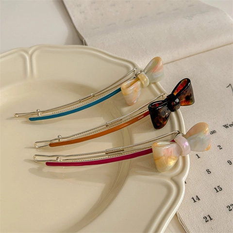 Dolce Fermaglio per Capelli a Fiocco in Acetato Clip Monoparola Elegante Vintage Accessorio per Capelli Tartarugato Cangiante per Donna
