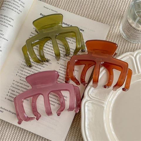 Französisch Stil Gelee Quadratische Haarklammer Große Acetat Harz Haarklaue Minimalistische Haarklammer Für Damen Haarschmuck