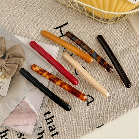 Vintage Acetate Duckbill Hair Clips For Women Elegant French Style Side Fringe One Word Clips Handmade Hair Accessories