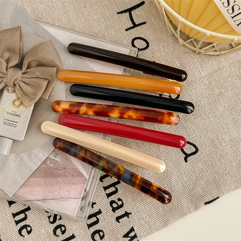 Vintage Acetate Duckbill Hair Clips For Women Elegant French Style Side Fringe One Word Clips Handmade Hair Accessories