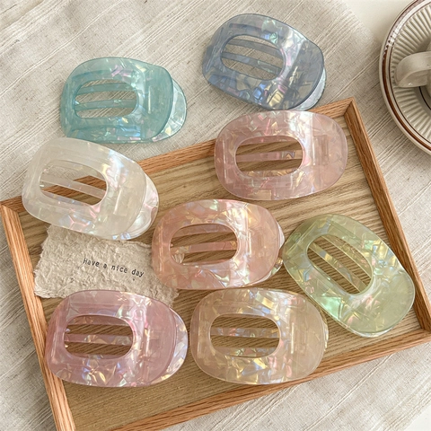 Iridescent Acetate Hair Claw Clip For Women Large Geometric Hollow Hair Clamps Korean Style Tortoise Shell Shark Clip Accessories
