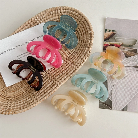 Schattige Acetaat Pompoen Octopus Haarklem Franse Stijl Handgemaakte Haaraccessoires Voor Vrouwen Gezicht Wassen Elegant Stylen