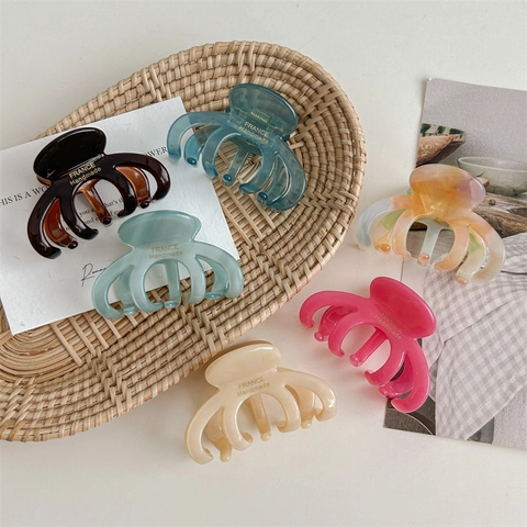 Schattige Acetaat Pompoen Octopus Haarklem Franse Stijl Handgemaakte Haaraccessoires Voor Vrouwen Gezicht Wassen Elegant Stylen
