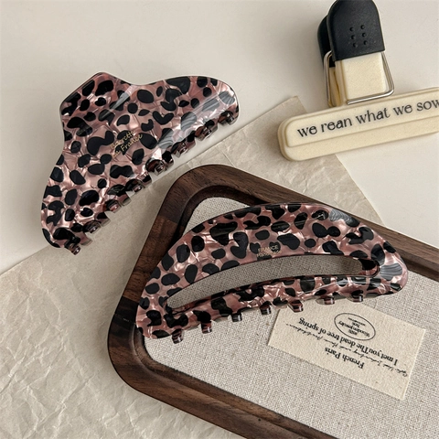 Franse Vintage Luipaardmotief PVC Haarklem Grote Schildpadpatroon Haarklemmen Voor Dames Mode Haaraccessoires
