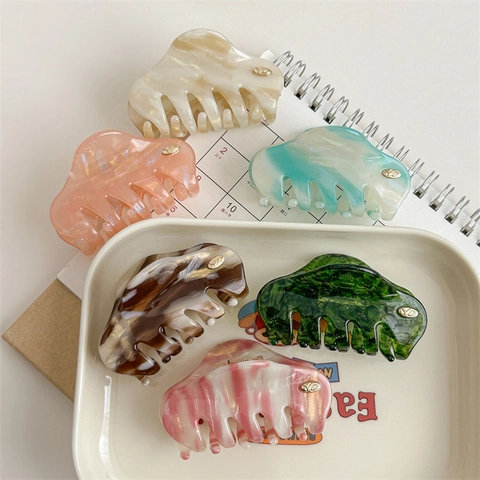 Exquisite Acetate Hair Claw Clips Large Marble Pattern Cloud Shape Shark Clip For Women Elegant Minimalist Hair Accessories