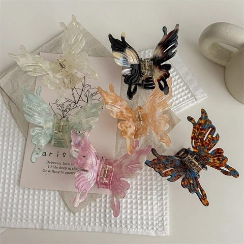 Sweet Butterfly Hair Claw Clip Elegant Acetate Hollow Out Shark Clip Fashion Hairpin For Women Girls Korean Style Headwear