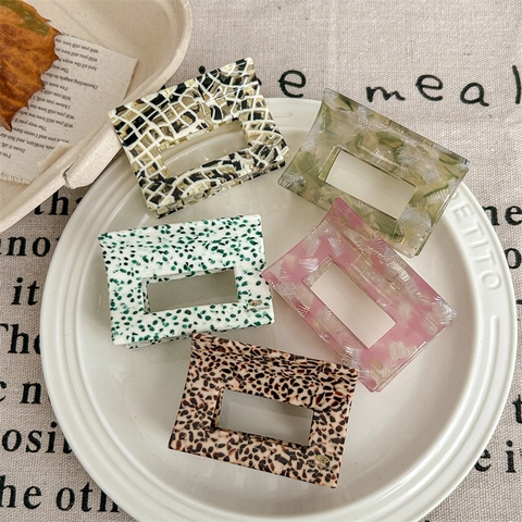 Molla per Capelli Geometrica in Acetato Vintage Chic Rettangolare Pois Leopardo Marmo Accessori per Capelli Donna Quotidiano