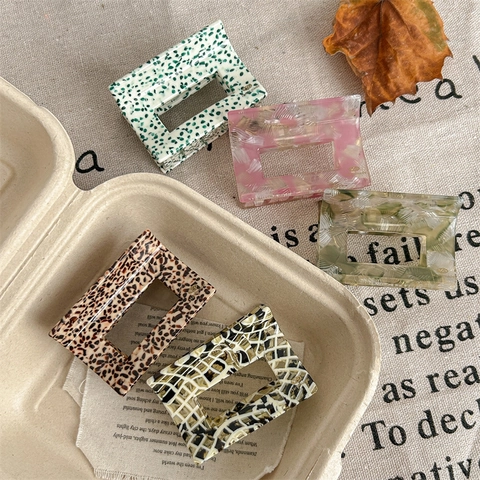 Molla per Capelli Geometrica in Acetato Vintage Chic Rettangolare Pois Leopardo Marmo Accessori per Capelli Donna Quotidiano