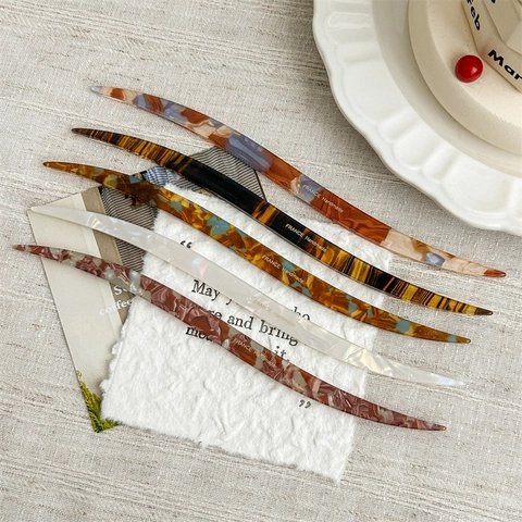 Γαλλικό Vintage PVC Hair Stick για Γυναίκες Χειροποίητο Μάρμαρο Σχέδιο Κομψό Hairpin Αξεσουάρ Μαλλιών Μόδας