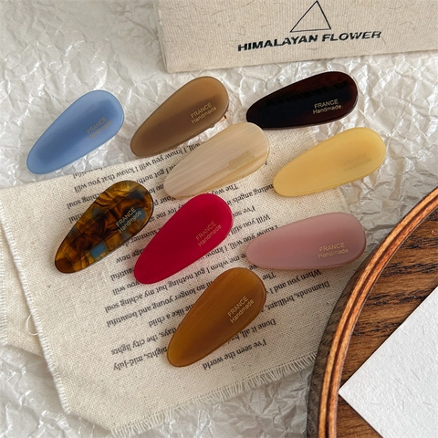 Französische Vintage Acetat Wassertropfen Haarspangen Elegante Marmormuster Entenschnabel BB Seitenclips Für Damen Haarschmuck