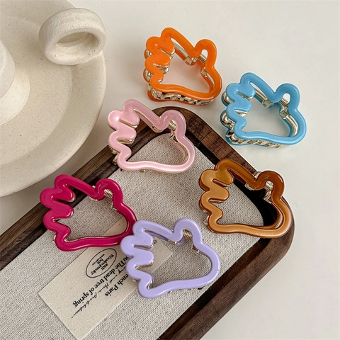 Funny Hand Shaped Wave Acetate Hair Claw Clip French Style Creative Non-slip Shark Clip Small Hair Accessories For Women