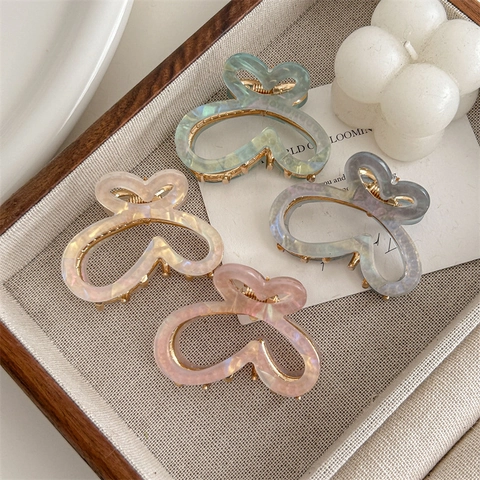 Iridescent Butterfly Hair Claw Clips Elegant Resin Gradient Animal Shape Hair Clips With Gold Metal Alloy Claw For Women