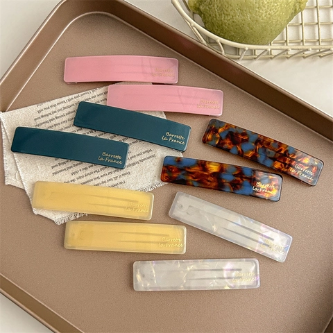Fermagli per Capelli Rettangolari in Acetato Vintage Francese Clip Laterali Geometriche Minimaliste Accessori per Capelli Donna