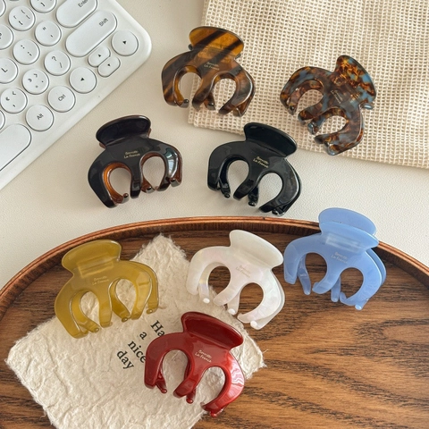 Pince à Cheveux en Acétate de Cellulose Style Français Minimaliste Queue de Cheval Haute Pince Crabe Motif Écaille de Tortue Accessoires Cheveux Femme