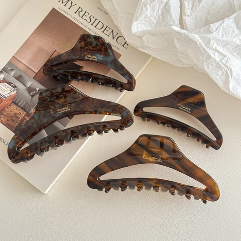 Französischer Vintage Acetat Schildpatt Haarkralle Damen Geometrische Hohl Dreieck Haarspangen Mode Haarschmuck
