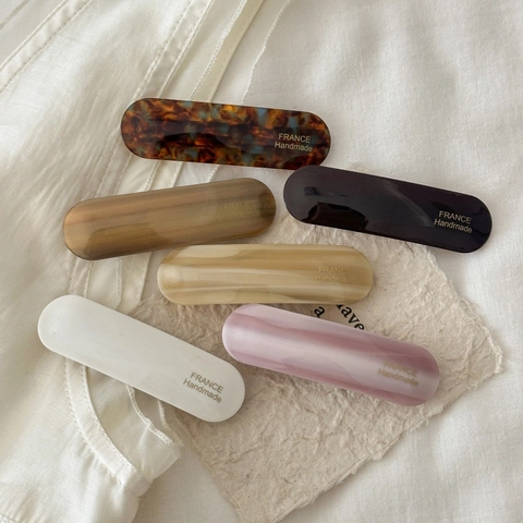 Fermagli per Capelli Ovali in Acetato Stile Francese Fatti a Mano Retro Tartarugato Motivo Marmo Fermagli a Molla per Frangia Donna Gioielli