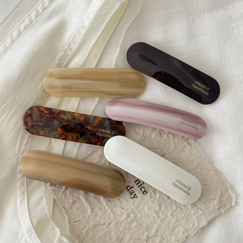 Fermagli per Capelli Ovali in Acetato Stile Francese Fatti a Mano Retro Tartarugato Motivo Marmo Fermagli a Molla per Frangia Donna Gioielli