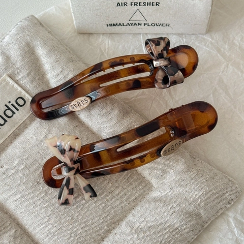 Koreaanse Stijl Luipaardprint Strik Haarclip Voor Dames PVC Handgemaakte Eendenbek Clip Vintage Elegante Haaraccessoires