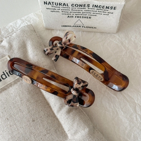 Koreaanse Stijl Luipaardprint Strik Haarclip Voor Dames PVC Handgemaakte Eendenbek Clip Vintage Elegante Haaraccessoires
