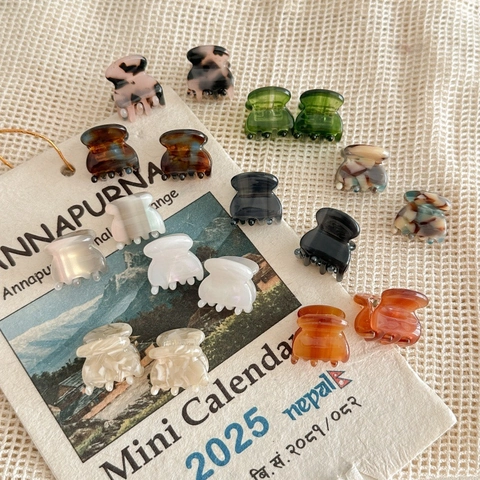 Mini Acetate Hair Claw Clips Vintage Marble Tortoise Print Small Hairpins Nonslip Bangs Clips For Women Hair Accessories