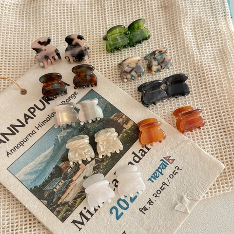 Mini Acetate Hair Claw Clips Vintage Marble Tortoise Print Small Hairpins Nonslip Bangs Clips For Women Hair Accessories