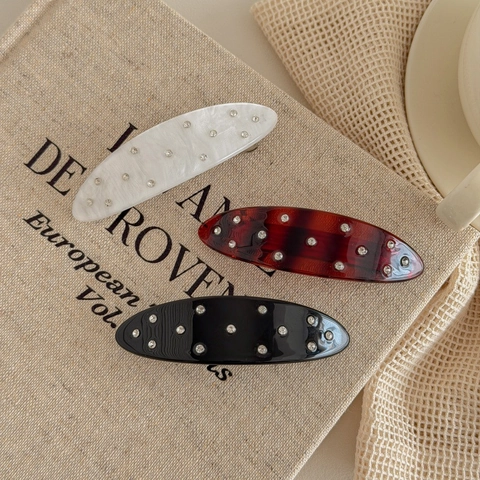 Fermagli per Capelli in Acrilico con Strass Vintage Francese per Donna Marmo Tartarugato Forcina a Molla Ellittica Accessori per Capelli