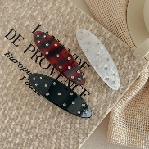 Fermagli per Capelli in Acrilico con Strass Vintage Francese per Donna Marmo Tartarugato Forcina a Molla Ellittica Accessori per Capelli