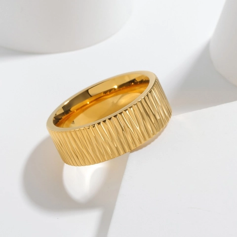 Bague Minimaliste à Rayures Verticales Anneau en Acier Inoxydable 304 Poli Style Industriel Pour Hommes Femmes Bijoux Quotidiens