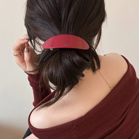French Style Acetate Hair Clip For Women Elegant Marbling Pattern Barrette Handmade Large Automatic Clip Chic Hair Accessories