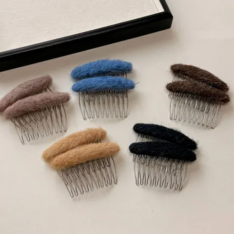 Plush Hair Comb Metal Teeth Insert Comb For Women Autumn Winter Bangs Fixing Hair Accessory Retro Korean Style Hair Clip