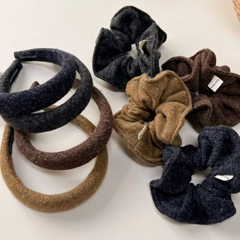 Korean Retro Woolen Fabric Scrunchies And Padded Headbands For Women Winter Thick Hair Ties Handmade Elastic Hair Accessories