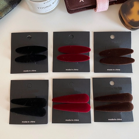Pinza para el Pelo de Terciopelo Vintage Flocado Pico de Pato Clip Lateral Elegante Color Sólido Moda para Mujer Accesorio de Peinado