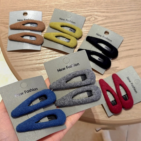 Fabric Wrapped Alloy Water Drop BB Hair Clip For Women Autumn Winter Fashion Sweet Elegant Side Bangs Hairpin Accessories