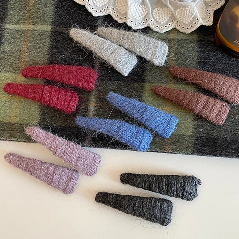 Pinces à Cheveux Vintage en Fil de Laine Tricotées Main pour Femmes Filles Style Forêt Coréenne Barrettes BB Bec de Canard