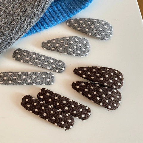 Vintage Gestrickte Punktmuster Haarspangen Für Damen Frisch Süß Stoff BB Clips Grau Kaffee Haarschmuck Für Tägliches Styling