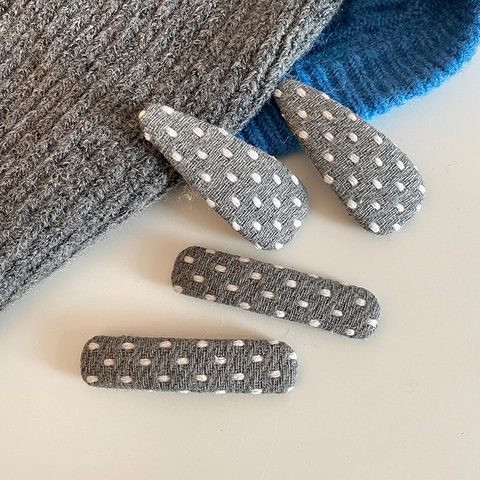 Vintage Gestrickte Punktmuster Haarspangen Für Damen Frisch Süß Stoff BB Clips Grau Kaffee Haarschmuck Für Tägliches Styling