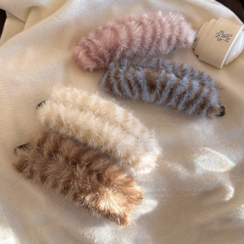 Fermaglio a Banana in Peluche Stampa Leopardata Stile Coreano Per Donna Elegante Supporto Per Coda di Cavallo Accessorio Capelli
