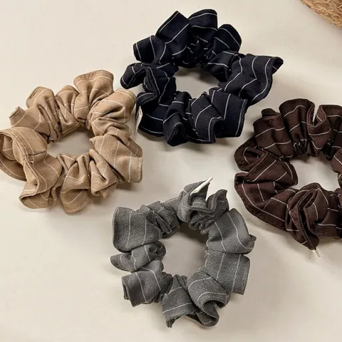 Elastico per Capelli in Tessuto a Righe Retro Stile Coreano per Donna Alta Elasticità Fatto a Mano Moda Semplice Accessori
