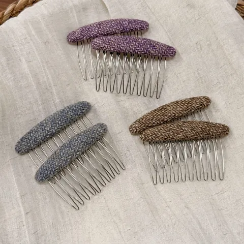 Pettine per Capelli Vintage in Tweed a Spina di Pesce Pettine Laterale in Lega Accessorio per Acconciatura Stile Coreano per Donna