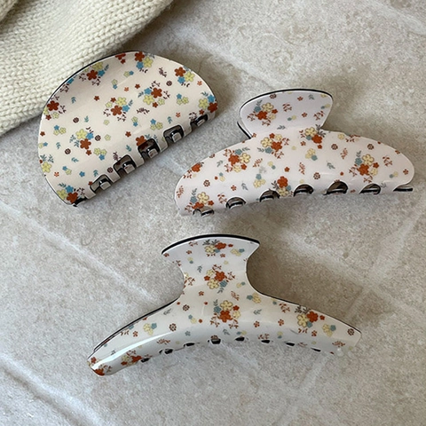 Pinza per Capelli in Acetato Vintage Francese con Motivo Floreale Molletta a Squalo Grande per Donna Accessori Eleganti