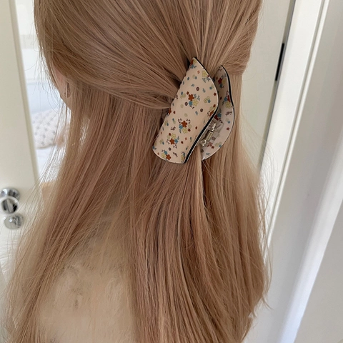 Pinza per Capelli in Acetato Vintage Francese con Motivo Floreale Molletta a Squalo Grande per Donna Accessori Eleganti