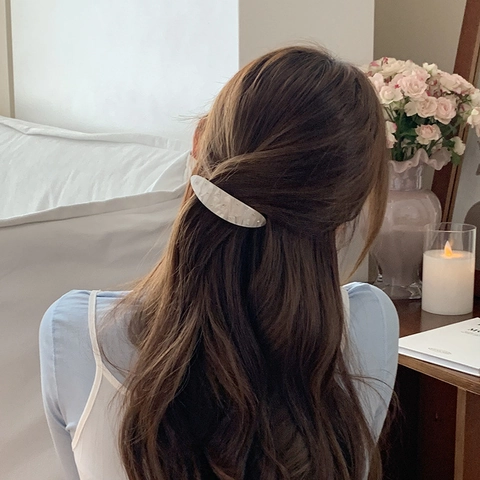 Elegant Acetate Rhinestone Spring Hair Clip For Women Marble Tortoise Elliptical Barrette French Style Hair Accessory