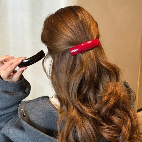 Vintage Cellulose Acetate Hair Clip Elegant Glossy Spring Clip French Style Handmade Hairpin For Women Daily Accessories