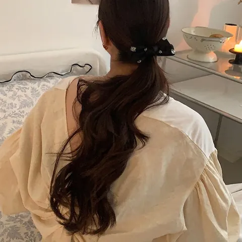 Elegante Fermaglio per Capelli con Fiocco in Raso Nero Con Strass Scintillanti Accessori per Capelli Retrò Francese per Donna Festa