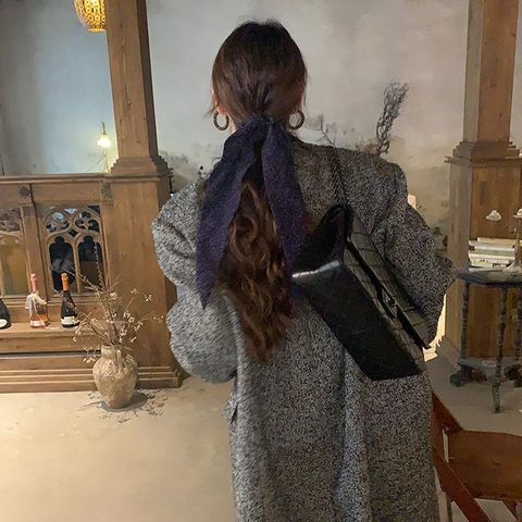 Französische Vintage Leopardenmuster Satin Haargummis Und Band Haarband Für Damen Elegante Koreanische Mode Haarschmuck Blau Braun