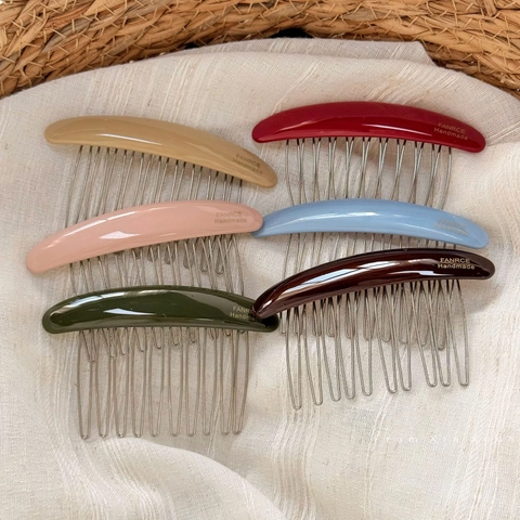 Minimalist Acetate Hair Comb For Women High Cranial Top Handmade Side Insert Comb Metal Teeth Korean Hair Styling Accessories