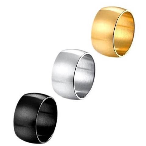 Herren Titanstahl Ring Breites Band Minimalistisch Poliert Gebürstet Schlicht Dome Fingerring Täglicher Mode Schmuck