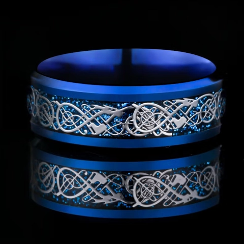 Celtic Dragon Pattern Titanium Steel Ring For Men Women Vintage wide Stainless Steel Band Ring Ethnic Jewelry Party Gift