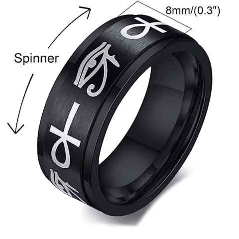 Anello Spinner Con Occhio Di Horus Antico Egiziano Croce Ankh Fascia In Acciaio Inossidabile Anello Antistress Uomo Donna